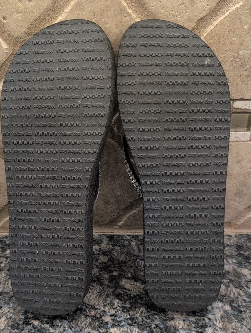 Yellow Box Women's Black Rhinestone Flip Flop Sandals - Picture 6 of 6